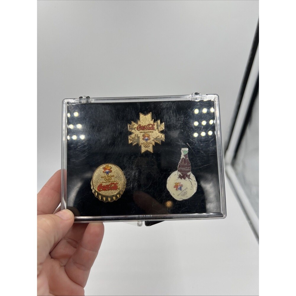Coca Cola 2002 Salt Lake City Olympics 3 PINs Not Original Box Just Display Case